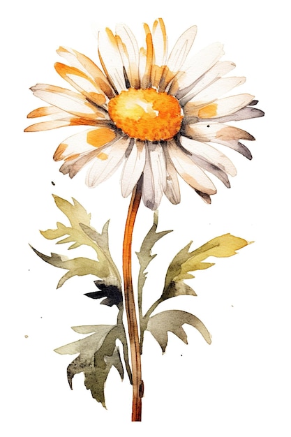 Uma pintura em aquarela de uma imagem ai generativa de flor de margarida