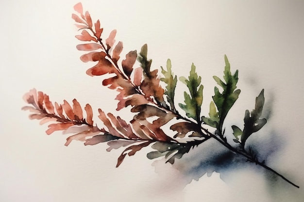 Uma pintura em aquarela de uma planta de algas marinhas.