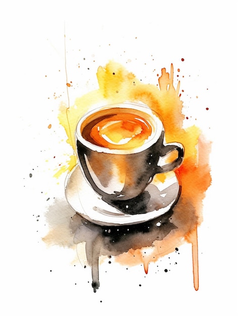 Uma pintura em aquarela de uma xícara de café por pessoa