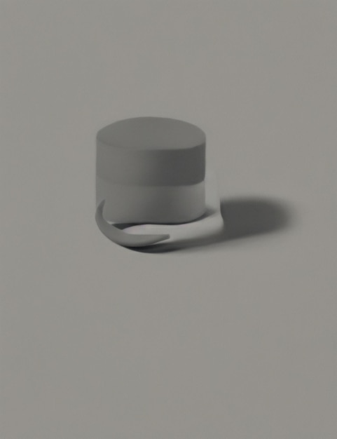 Uma pintura minimalista de um único objeto em tons de cinza