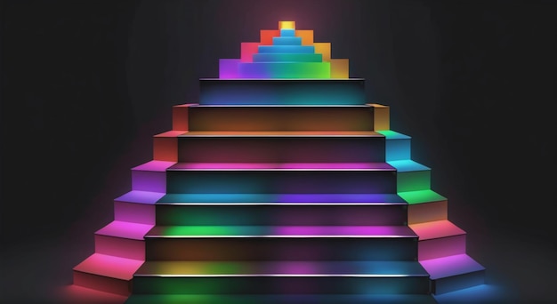 uma pirâmide colorida com um arco-íris