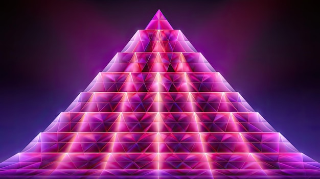 Foto uma pirâmide com padrão hexagonal em tons de rosa e roxo