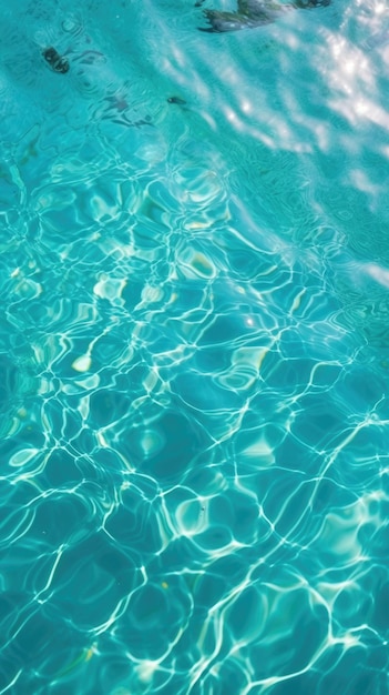 Uma piscina com água azul clara e ondulações