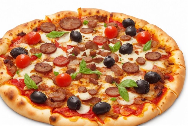 Uma pizza especial e deliciosa com tomates.