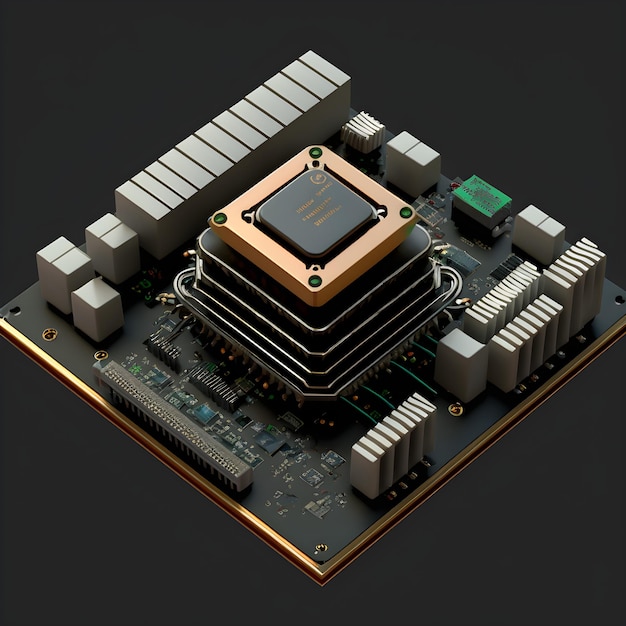 Foto uma placa de computador com uma placa de circuito