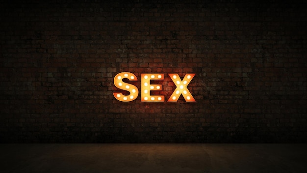 Uma placa iluminada que diz sexo