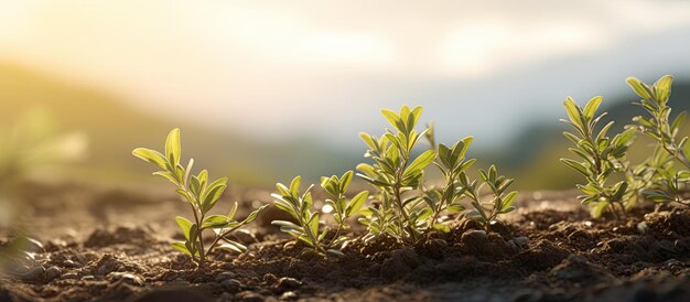 Uma planta com o sol brilhando sobre ela