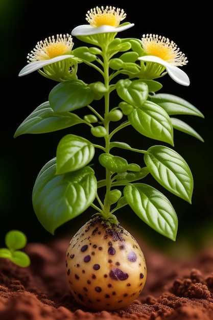 Uma planta com uma flor crescendo