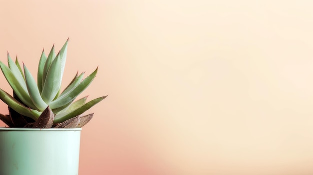 Uma planta em um vaso branco com fundo rosa