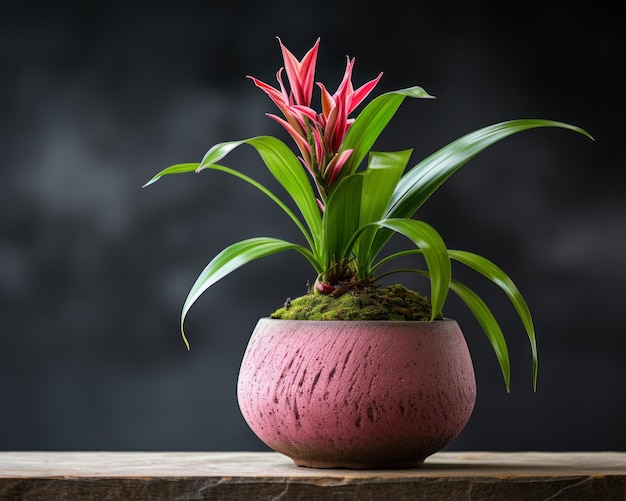 uma planta em um vaso sobre uma mesa