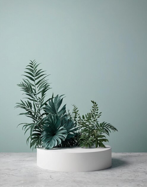 uma planta em uma panela branca em uma mesa de mármore