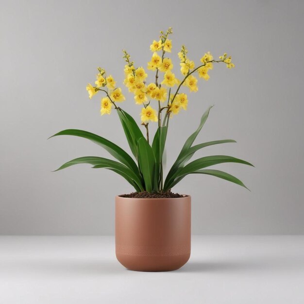 uma planta em vaso com flores amarelas