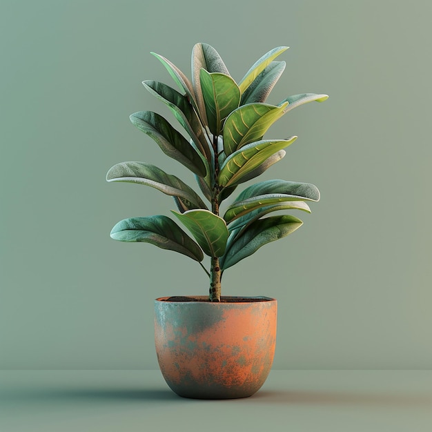 uma planta em vaso com uma folha marrom e verde
