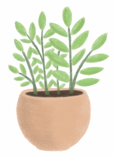 uma planta em vaso com uma panela e uma planta nela