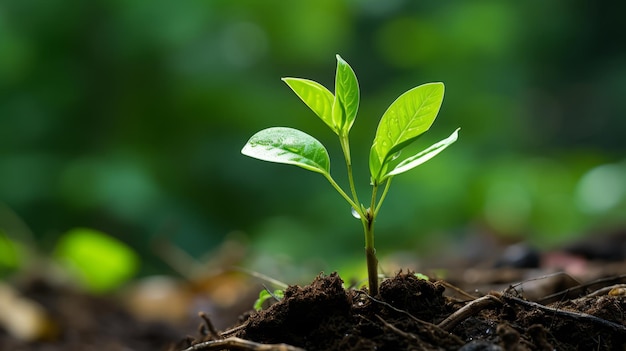 uma planta jovem brotando do solo