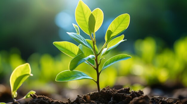 uma planta jovem brotando do solo