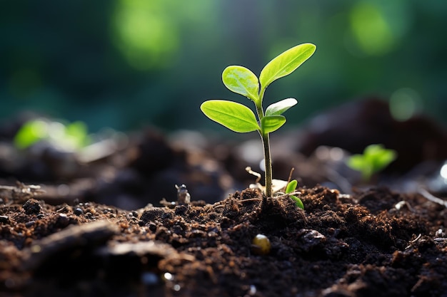 uma planta jovem brotando do solo