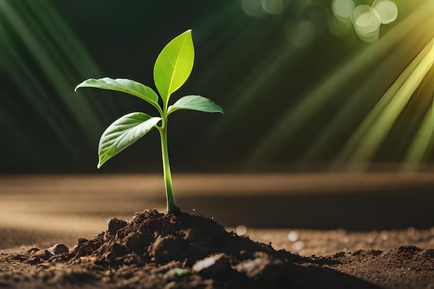 uma planta jovem crescendo no solo