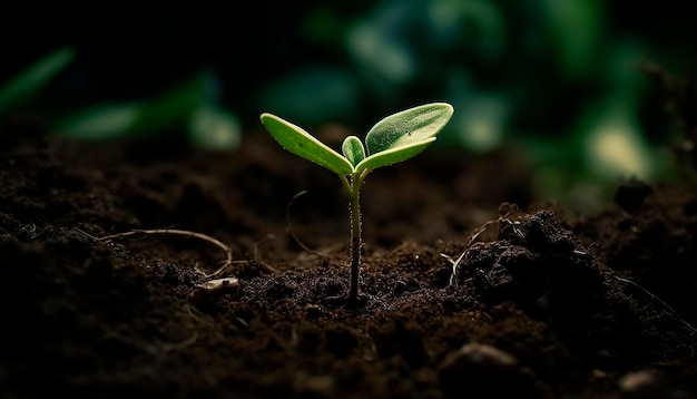 Uma planta que está crescendo na terra