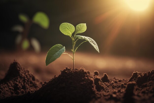 Uma planta que está crescendo no solo