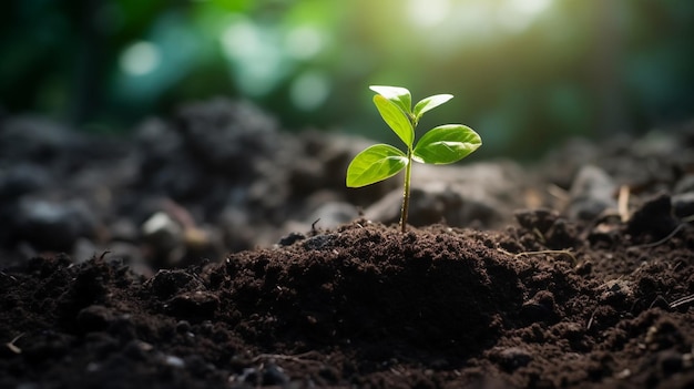 Uma planta que está crescendo no solo