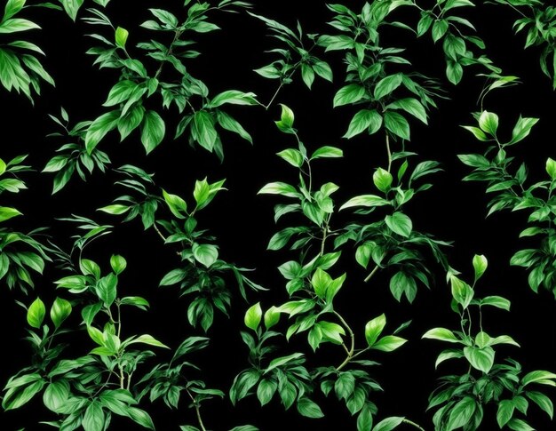 uma planta verde com folhas verdes em um fundo preto