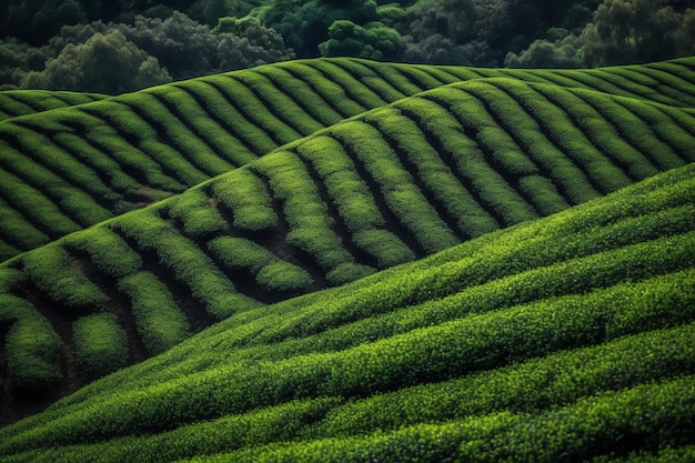 Uma plantação de chá verde na malásia