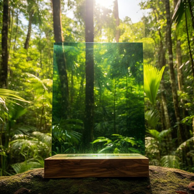 Foto uma plataforma de gráficos de produtos que aumentam o prestígio em um pódio de pedra decorado