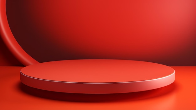 Uma plataforma redonda com um fundo vermelho