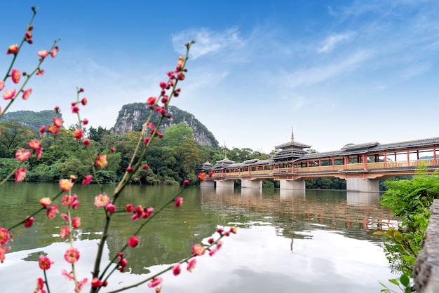 Uma ponte com características étnicas, Liuzhou, Guangxi, China.
