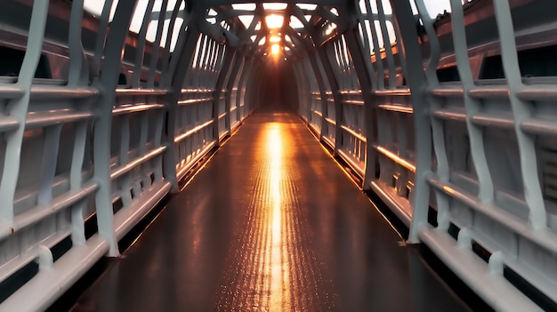 Uma ponte com o sol brilhando sobre ela