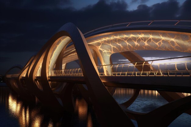Uma ponte futurista e conceitual com detalhes intrincados e iluminação criada com IA generativa
