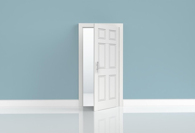 uma porta com uma porta branca que diz aberta