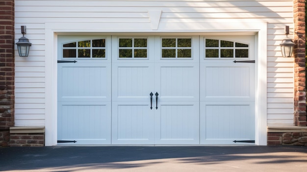 Uma porta de garagem branca generativa ai