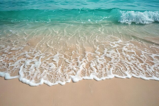 Uma praia com ondas e areia