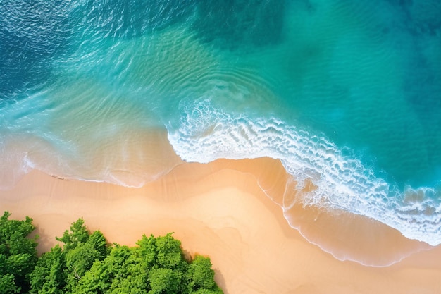 uma praia com uma onda quebrando na areia