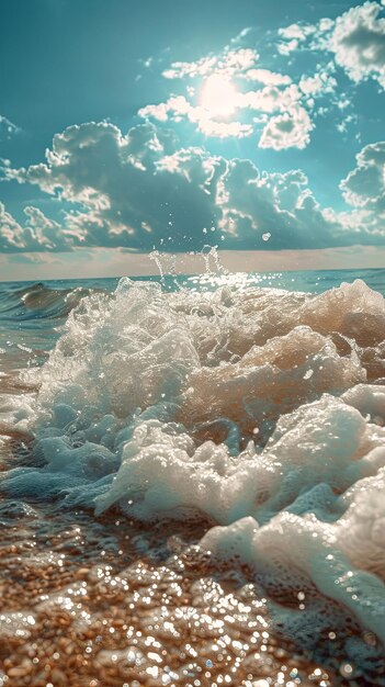 Uma praia de areia com o oceano