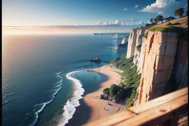 Uma praia e o oceano na frança