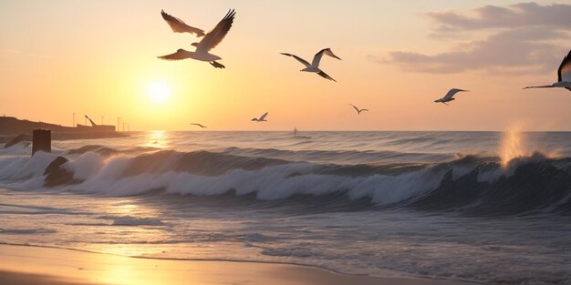 Foto uma praia intocada ao nascer do sol