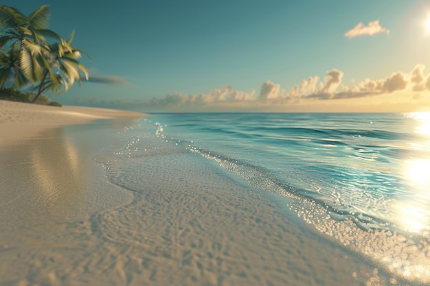 Uma praia serena com águas cristalinas