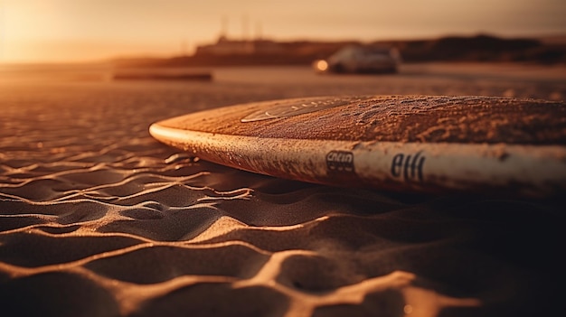 Uma prancha de surf em uma praia com a palavra elite nela.