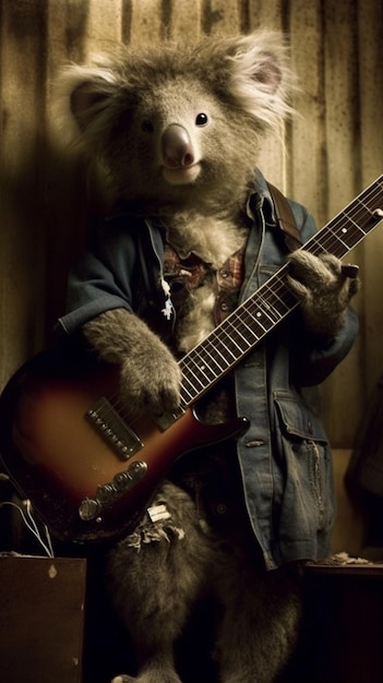 Uma preguiça tocando violão é mostrada nesta foto sem data.