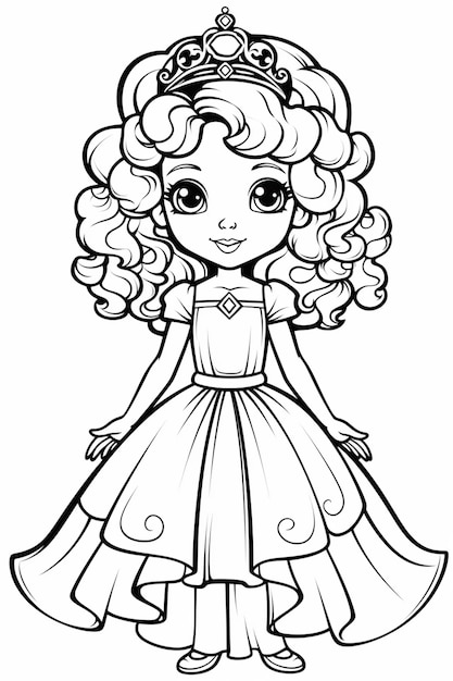 uma princesa de desenho animado com uma tia na cabeça e um vestido generativo ai