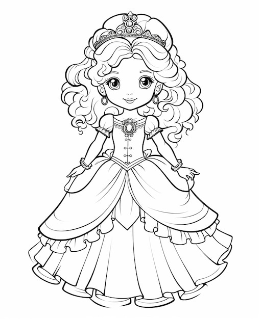 uma princesa de desenho animado em um vestido com um tiable e um tiable generativo ai