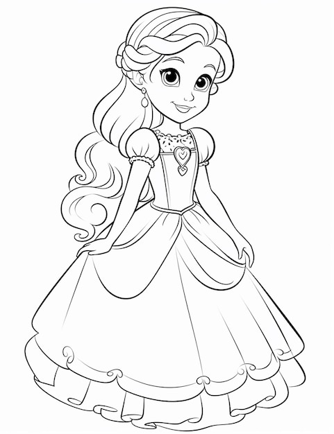 Foto uma princesa de desenho animado num vestido com cabelos longos e ai generativa tiável