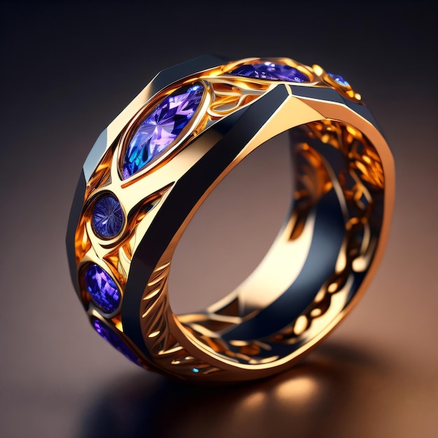 Uma pulseira de ouro e azul com um diamante na lateral