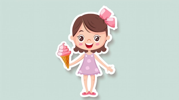 Uma rapariga com um laço rosa e um adesivo que diz " Feliz aniversário "