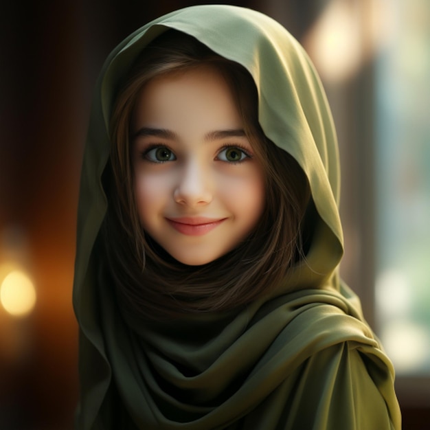 Uma rapariga muçulmana bonita a sorrir