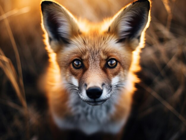 Uma raposa olhando para a câmera