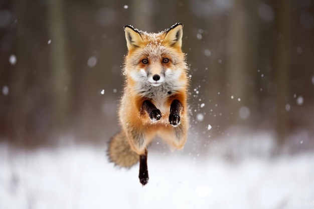 uma raposa que tem uma raposa vermelha na neve